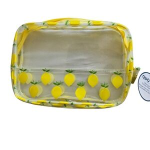 🆕️ *NWT* QUO Beauty Lemon Print Clear Toiletry Bag Makeup Organizer Travel Case